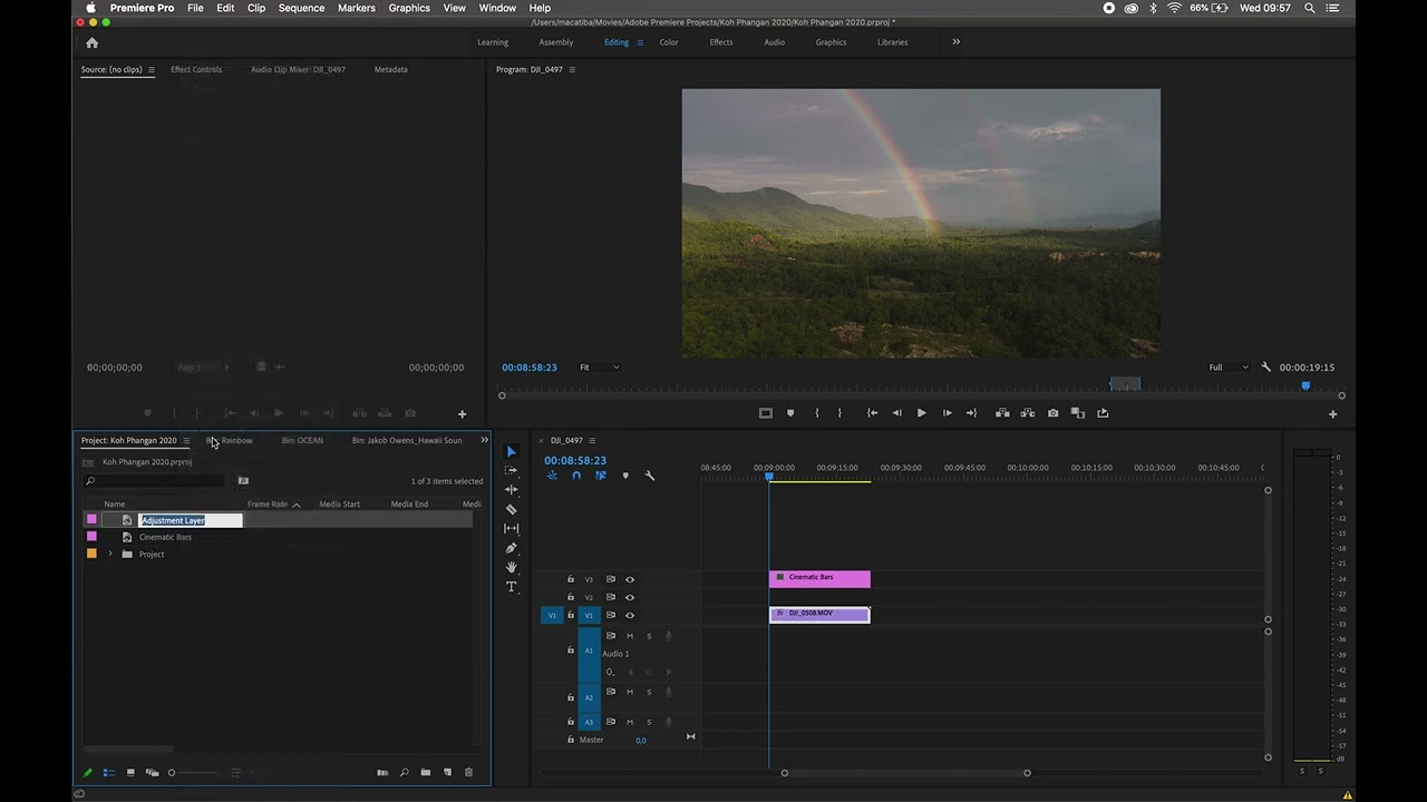 Create Adjustment Layer l color grade l effect