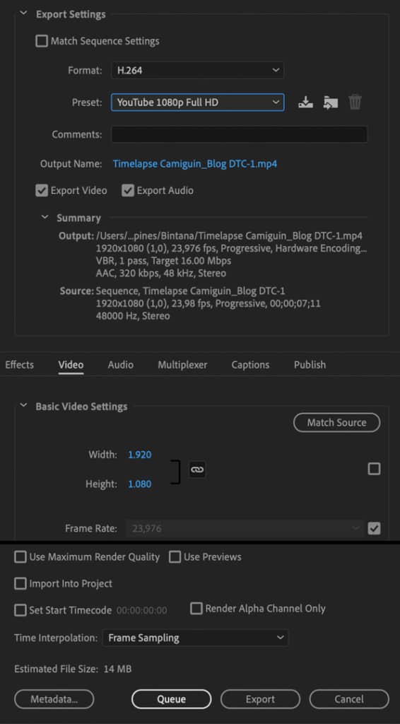export-settings-adobe-premiere pro