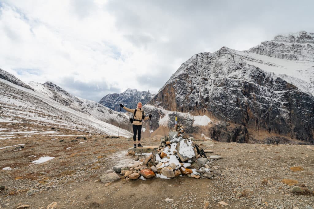 Mount-Edith-Cavell-east-ridge-summit-hiker